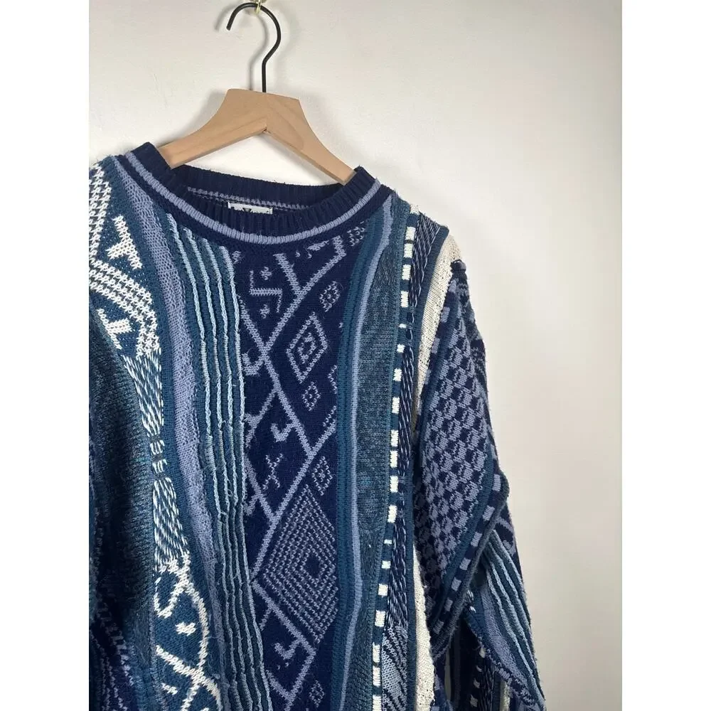 Lavane New York Vintage Coogi Style Textured Pattern Knit Crewneck Sweater - Picture 8 of 8